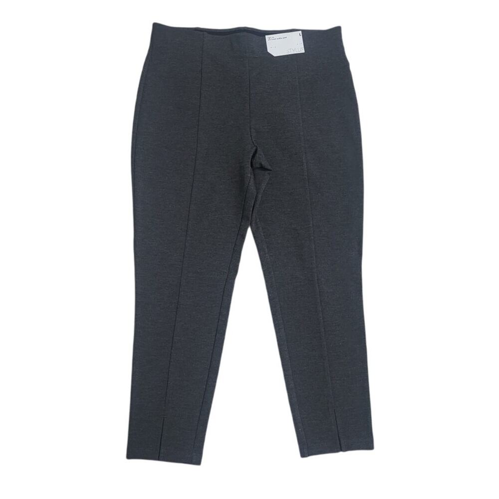 Stylus High Rise Slit Front Ankle Pant in Charcoal Heather - Large - Picture 2 of 8